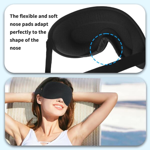 TOOINKCV Augenmaske Schlafmaske für Seitenschläfer, 3D Schlafmaske Seitenschläfer Atmungsaktiv, 3D Vertiefte Augenhöhlen Schlafbrille, verstellbare Weiche Sleeping Mask – Bild 4