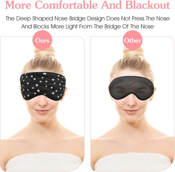 Wanmu Seiden Schlafmaske, 3 Stück Augenmaske Atmungsaktiv Lichtblockierende Schlafbrille Bequeme Weiche Augenmaske mit Verstellbarem Riemen für Reisen Nickerchen(Schwarz) – Bild 5