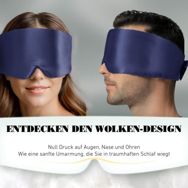 Joyhabit Seiden Schlafmaske für Herren und Frauen, Extra Groß und Verstellbare Augenmaske im Wolkenkurvendesign, für Pausen und den Nachtschlaf, Tiefes Nachtblau – Bild 5