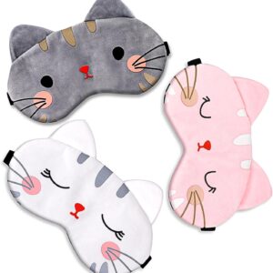 Schlafmaske für Kinder, 3 Stück, Niedliche Tier-Schlafaugenmaske, Plüsch-Gesichtsmaske, Reise-Schlafaugenmaske, Schlafhilfe, verstellbare Augenmaske, dehnbar, weich und bequem, Schlafaugenmaske