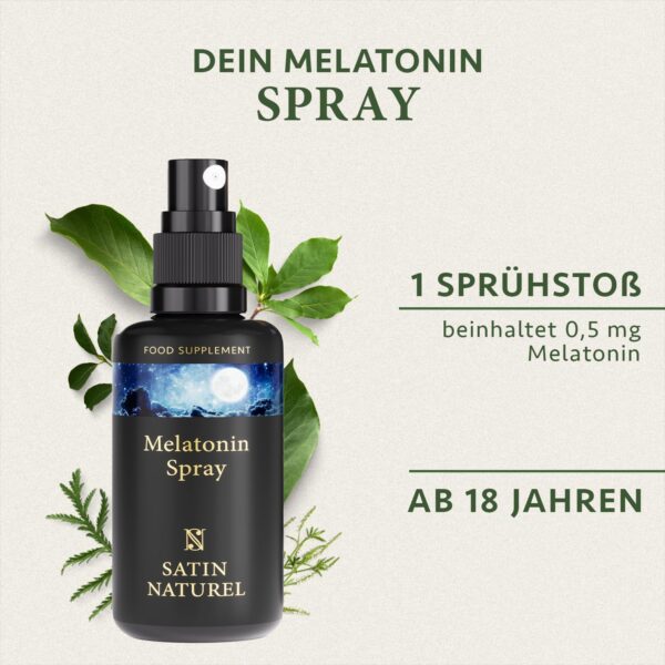 Melatonin Einschlafspray - Schnell wirkendes Melatonin hochdosiert - Melatonin 0,5mg - Extra groß: 214 Tage - Sleep Spray 30ml - 100% Vegan & Zuckerfrei - Satin Naturel – Bild 3