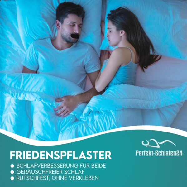Perfekt-Schlafen24® 30x Starke Nasenpflaster gegen Schnarchen - 66x19mm - Besser schlafen ohne schnarchen & besser atmen für Sport (Schwarz) – Bild 6