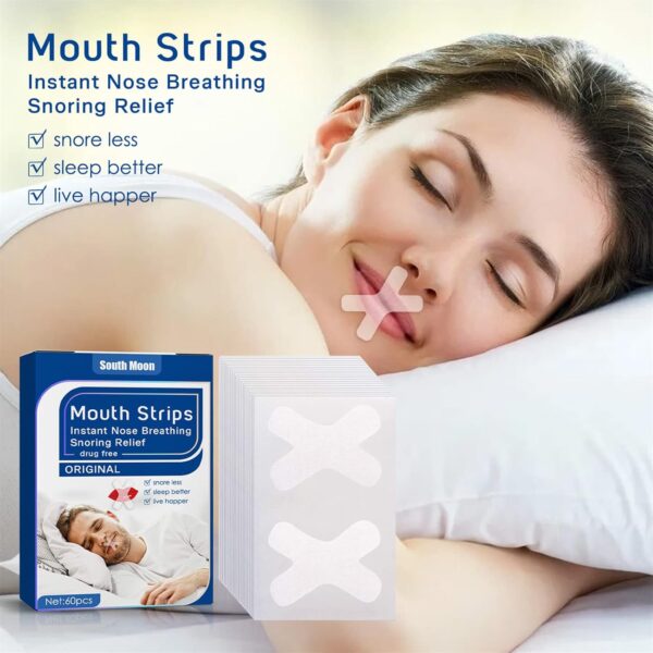 Luckxing X-Shape Sleeptape Mundpflaster 60 Stück Anti Schnarch Pflaster, Hilfsmittel Gegen Schnarchen Und Besser Schlafen - Mouth Tape Für Nasenatmung Und Bessere Sauerstoffversorgung des Blutes – Bild 8