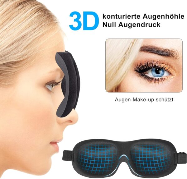 Molirex 3D Schlafmaske Nachtmaske - 2er-Pack Schlafbrille Frauen & Herren, mit Verstellbarem Riemen augenmaske – Bild 2
