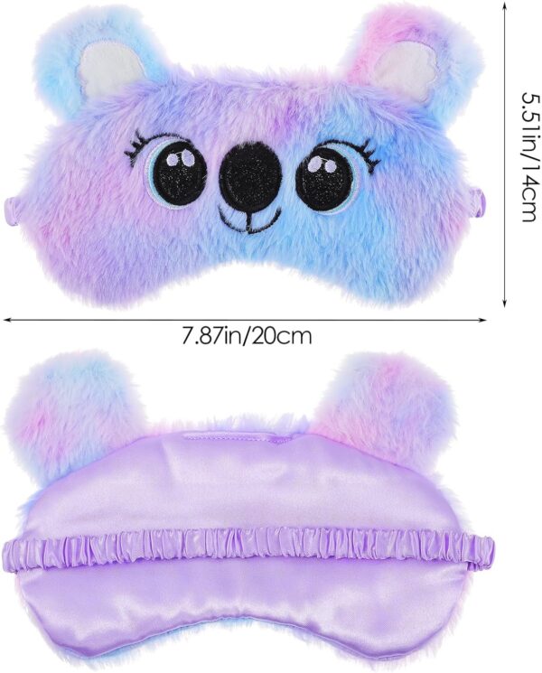 YUXIANLB 2 Stück Plüsch-Schlafmaske für Kinder, bunte weiche Schlaf-Augenmaske, süße Tier-Augenbinde zum Schlafen, Satin-Augenschutz für Frauen, Kinder, Reise-Nickerchen-Geschenk (Katze & Koala) – Bild 2