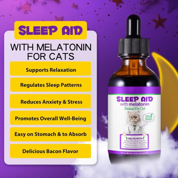 Melatonin für Katzen, Katzenschlafhilfe, Katze Melatonin fördert Entspannung & Tiefschlaf, Angst- & Stressabbau, geeignet für kleine bis große alle Katzen – Bild 2