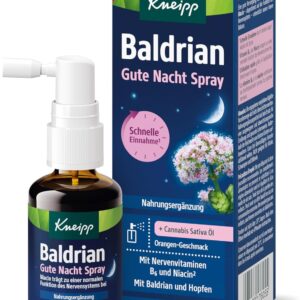 Kneipp Baldrian Gute Nacht Spray - mit Cannabis Sativa Öl - Orangen-Geschmack - 30ml