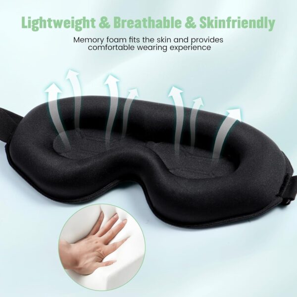 Blendura Schlafmaske, Schlafmasken für Herren Frauen 3D-Augenhöhlen und verstellbares Gummiband Bequem Schlafmaske Bequem Lichtblockierende Augenmaske Sleep Mask für Reise, 1 Packung – Bild 4