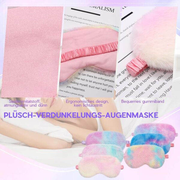 Soleeya 6 Stück Schlafmasken Set, Schlafmaske Kinder Schlafmaske Weich Plüsch Süße Schlafmaske Mädchen Bequem Plüsch Augenmaske Schlafmaske Lustig Schlafmasken für Kinder Mädchen – Bild 3