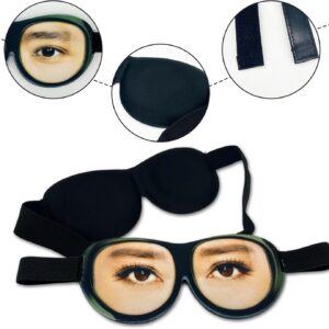 VIKSAUN 2 Stück Schlafmaske mit Augen, lustige Schlafbrille, Seidene Schlafmaske Augenmaske Augenschirm, Schlafbrille Bequem Lichtblockierende Augenmaske, für Yoga Reisen blockiert Licht (2 Stück)