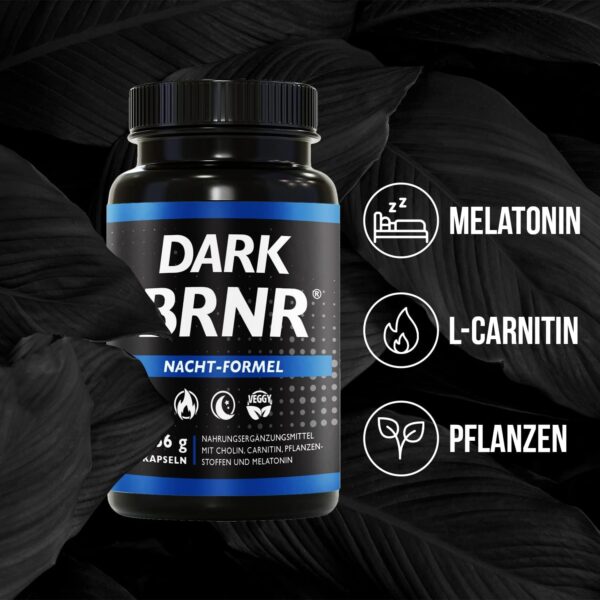 BRNR DARK BRNR Nacht-Formel mit Melatonin und L-Carnitin, Stoffwechsel-Rezeptur mit Cholin und Vitamin B6, 120 Kapseln – Bild 4
