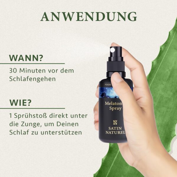 Melatonin Einschlafspray - Schnell wirkendes Melatonin hochdosiert - Melatonin 0,5mg - Extra groß: 214 Tage - Sleep Spray 30ml - 100% Vegan & Zuckerfrei - Satin Naturel – Bild 5