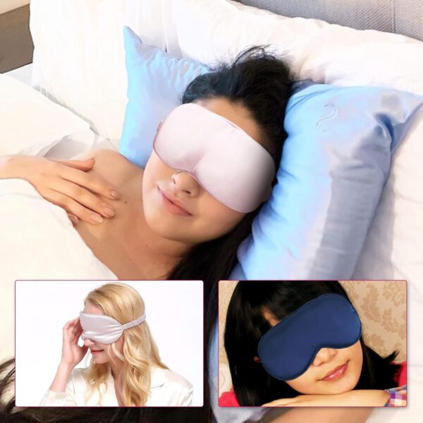 VIKSAUN 4 Pack Seide Schlafmaske, Superweiche Augenmasken mit Verstellbarem Riemen, Bequeme Augenbinde, für Reise und Zuhause Schlafen, perfekte Lichtblockierung für Männer und Frauen – Bild 7