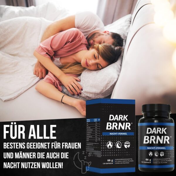 BRNR DARK BRNR Nacht-Formel mit Melatonin und L-Carnitin, Stoffwechsel-Rezeptur mit Cholin und Vitamin B6, 120 Kapseln – Bild 6