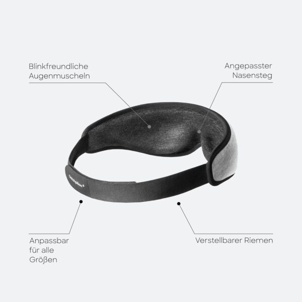 Ostrichpillow - Augenmaske | Ergonomische 3D-Maske | Passt Sich der Gesichtsform an | Maske zum Schlafen, Ausruhen, Entspannen | Blockiert Licht für Absolute Dunkelheit (Dark Night). – Bild 2