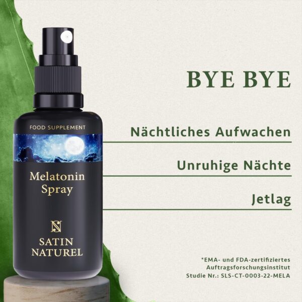 Melatonin Einschlafspray - Schnell wirkendes Melatonin hochdosiert - Melatonin 0,5mg - Extra groß: 214 Tage - Sleep Spray 30ml - 100% Vegan & Zuckerfrei - Satin Naturel – Bild 2
