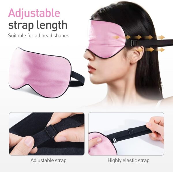 Viedouce Schlafmaske Seide Augenmaske,100% Hautfreundlich Seide Schlafmaske Frauen und Herren, Angenehme Schlafmaske Ideal für Schlaf zu Hause und Auf Reisen (1 Pack- Rosa) – Bild 5