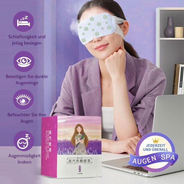 Augenmaske Wärmend 20Pcs Lavendel Dampf Augen Maske Schlafmaske Wärmebrille für Augenermüdung Augenringe, Migräne, lidrandpflege, Entspannung für die Augen – Bild 2