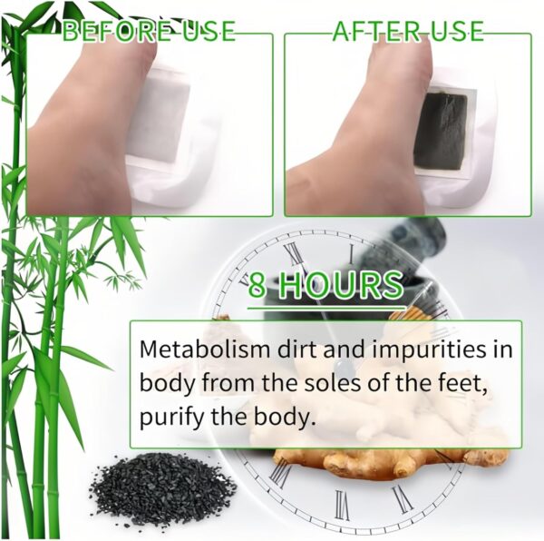Wonjean 40 Stück Detox Fußpflaster,Deep Cleaning Foot Patch Detox Pflaster Fuß Entgiftungspflaster 100% Natürliche Fußpolster,Müdigkeit Detoxfußpflaster für Tiefen Schlaf und Stressabbau – Bild 3