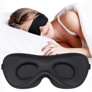 Boniesun 3D Schlafmaske für Seitenschläfer, Verdunklungs-Augenmaske für Männer und Frauen, Ultradünne Design, Angenehm und atmungsaktiv zu tragen
