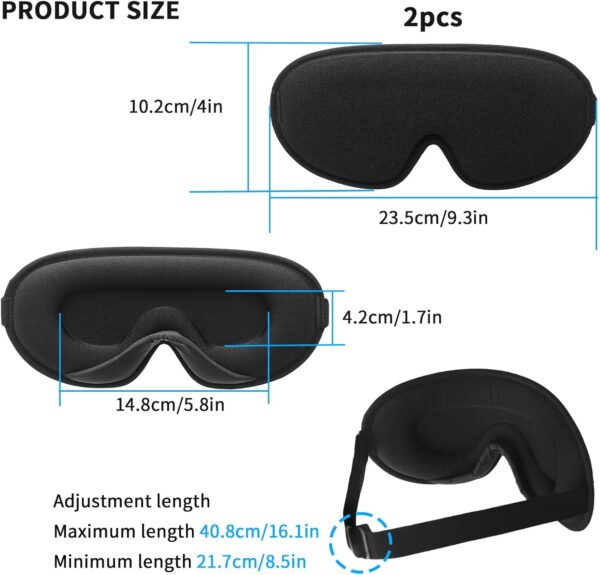 TOOINKCV Augenmaske Schlafmaske für Seitenschläfer, 3D Schlafmaske Seitenschläfer Atmungsaktiv, 3D Vertiefte Augenhöhlen Schlafbrille, verstellbare Weiche Sleeping Mask – Bild 2