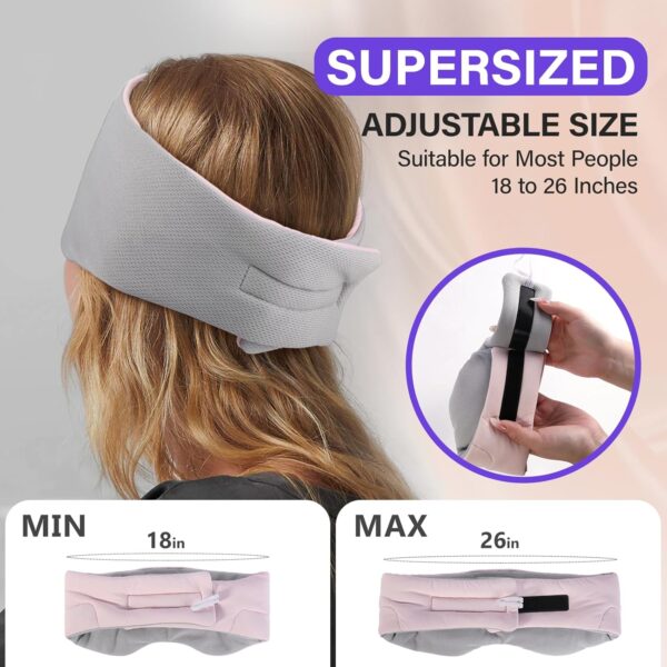 LC-dolida Schlafmaske mit Kopfhörer Schlafkopfhörer Seitenschläfer für Frauen Herren,Augenmaske Baumwolle Waschbar Schlafbrille mit Mikrofon für Reisen/Nickerchen/Yoga/Meditation/Schlafen – Bild 4