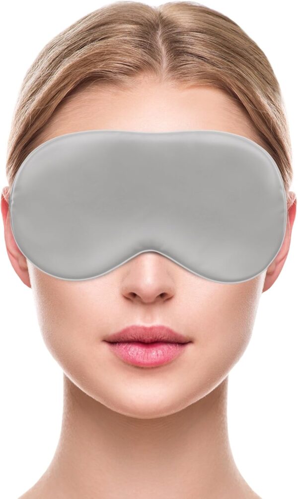 Liebesfreunde® Augenmaske aus 100% echter Seide - bequem & weich - Schlafmaske für Frauen und Männer - Augenbinde, grau