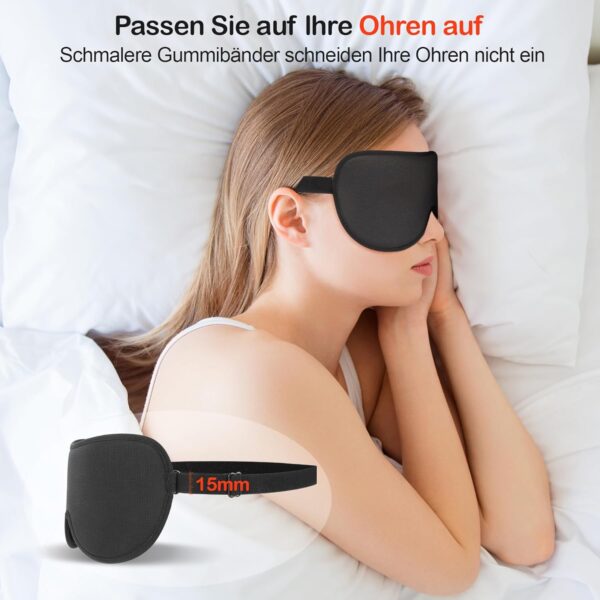 Boniesun Schlafmaske für Seitenschläfer, 2025 Lufthohlraum Lichtschattierung Schlafbrille, 3D Vertiefte Augenhöhlen und verstellbare Gummiband, Weiche und atmungsaktiv Augenmaske für Männer und Frauen – Bild 6