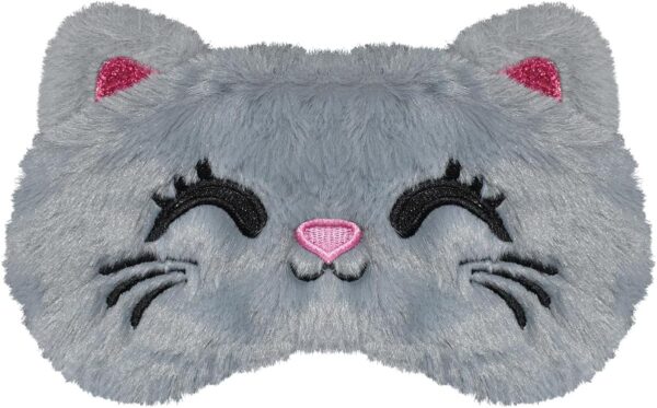 Mezeic Augenmaske für Schlafen, 3D Süße Tiere Schlafmaske Neuheit Augenbinde Augen Abdeckung Plüsch Nachtmaske für Kinder Mädchen Jungen Damen Reisen Nickerchen (Graue Katze)