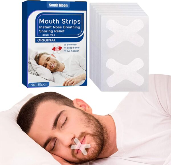 Luckxing X-Shape Sleeptape Mundpflaster 60 Stück Anti Schnarch Pflaster, Hilfsmittel Gegen Schnarchen Und Besser Schlafen - Mouth Tape Für Nasenatmung Und Bessere Sauerstoffversorgung des Blutes – Bild 3