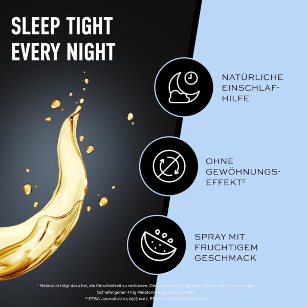 ESN Melatonin Night Spray, 50 ml, Green Apple, Einschlafspray mit Melatonin & Vitamin B6, 0,5 mg Melatonin pro Sprühstoß, natürliche Einschlafhilfe - Geprüfte Qualität - Made in Germany – Bild 2