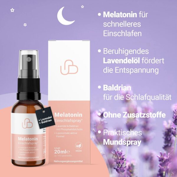 Schweizer Naturals® Melatonin Einschlafspray + Lavendel + Baldrian, hoch bioverfügbar - vegan, hochdosiert und ohne Zusätze - 0,5 mg Melatonin pro Tagesdosis – Bild 4