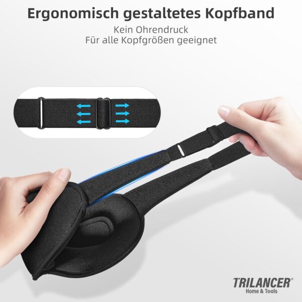 Trilancer 100% Lichtblockierende 3D Schlafmaske für Männer & Frauen, 2025 Ultraweiches und Druckfreies Design, Augenmaske für Seitenschläfer, Nickerchen, Meditation, Reisen und Schlafzimmer((Schwarz) – Bild 4