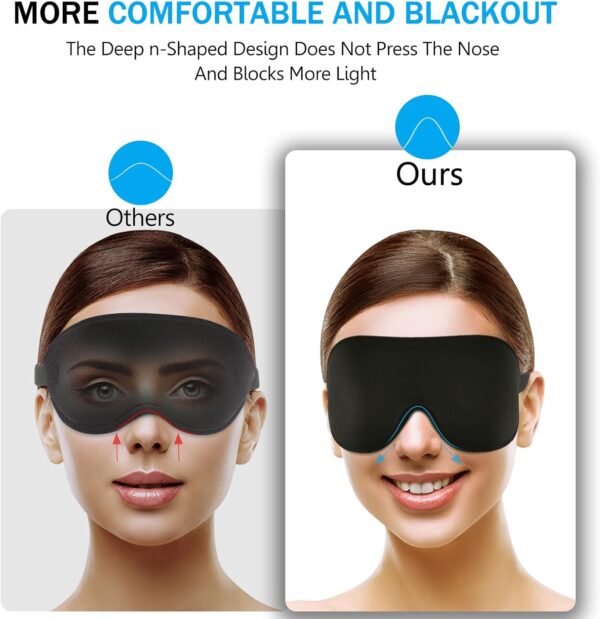 Sommer Atmungsaktive 3D Schlafmaske, Boniesun 2024 Schlafmaske für Seitenschläfer, Vollständige Lichtblockierung Augenmaske für Männer & Frauen, ohne die Wimpern zu berühren – Bild 6