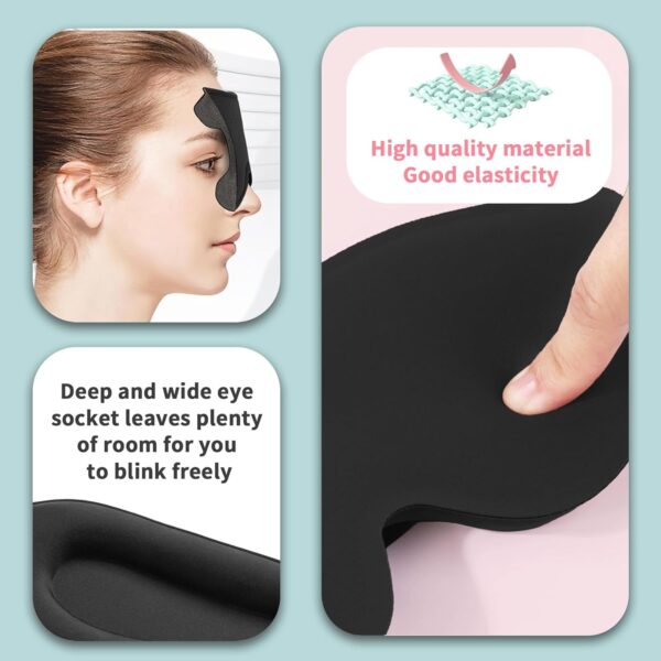 TOOINKCV Augenmaske Schlafmaske für Seitenschläfer, 3D Schlafmaske Seitenschläfer Atmungsaktiv, 3D Vertiefte Augenhöhlen Schlafbrille, verstellbare Weiche Sleeping Mask – Bild 6
