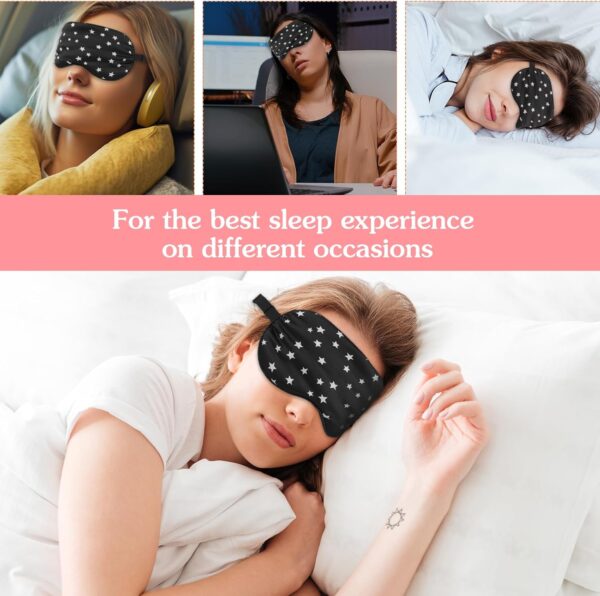 Wanmu Seiden Schlafmaske, 3 Stück Augenmaske Atmungsaktiv Lichtblockierende Schlafbrille Bequeme Weiche Augenmaske mit Verstellbarem Riemen für Reisen Nickerchen(Schwarz) – Bild 6