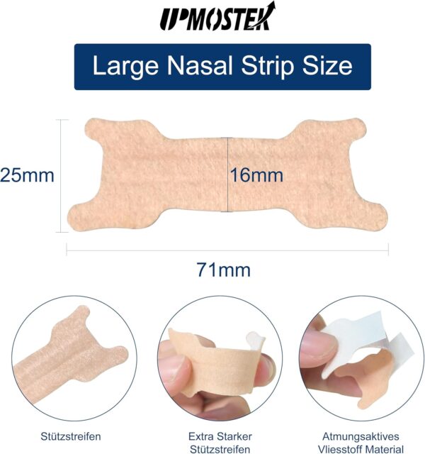 Nasenpflaster Schnarchen, 100 Stück Extra Starke Schlafpflaster, Nasenstrips Gegen Schnarchen, Lindern Eine Verstopfte Nase Aufgrund Schnupfen, Allergien, Nasenstrips für Sport Und Schlaf (71x25mm) – Bild 7
