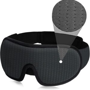 LEEKEN 3D-Schlafmaske – 100 % Lichtblockierung, Schlafmaske für Männer und Frauen, cooler Sportstoff, Augenschutz für Reisen/Nickerchen/Nachtschlafen, bequem und atmungsaktiv, Netzgrau