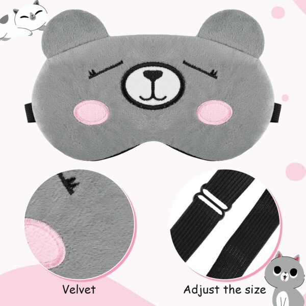 Schlafmaske Kinder, 4 Stück 3D Süße Tiere Augenmaske Atmungsaktiv Augenabdeckung Ultraweich Augenbinde Schlafmasken für Mädchen Jungen Damen Reisen Nickerchen – Bild 4