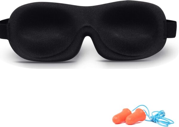 Schlafmaske für Männer & Frauen, Trilancer 3D Schlafbrille Nachtmaske, Memory Schaum Augenabdeckung，Absolute Dunkelheit Augenmaske mit Ohrstöpseln – Bild 2