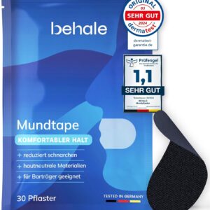 Behale - 30x Mundpflaster gegen Schnarchen - Mouth Tape for sleeping I Anti schnarch Unterstützung I Schnarchstopper mit Stärke auf für Bartträger I Mundpflaster schlafen