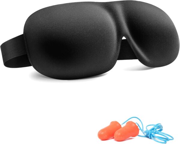 Schlafmaske für Männer & Frauen, Trilancer 3D Schlafbrille Nachtmaske, Memory Schaum Augenabdeckung，Absolute Dunkelheit Augenmaske mit Ohrstöpseln