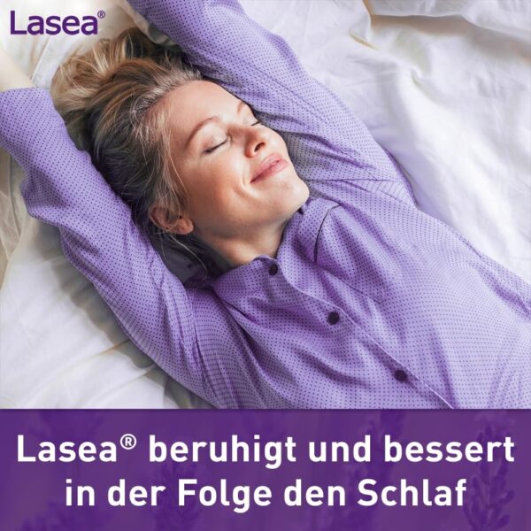 Lasea® hilft natürlich abzuschalten, beruhigt und bessert in Folge den Schlaf Pflanzliches Arzneimittel mit speziellem Lavendelöl | 56 Kapseln inkl. SANDAY DUSCHGEL Guten Morgen 100ml – Bild 4