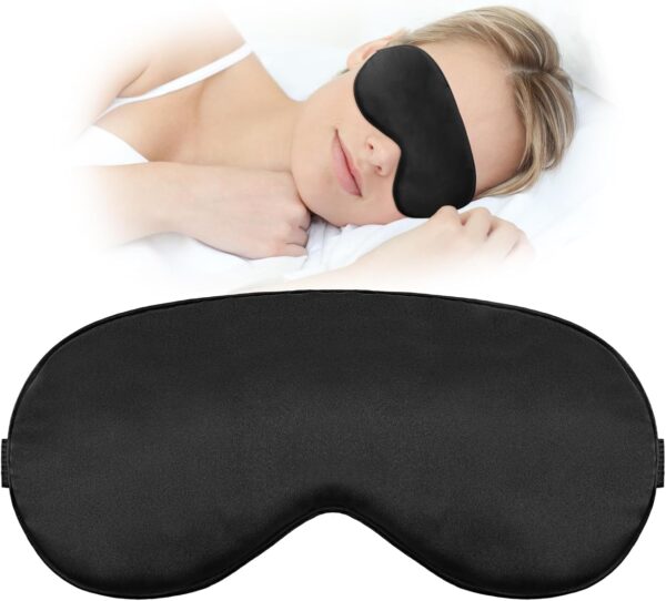 Schlafmaske Schlafaugenmaske für Männer Und Frauen Augenmaske Zum Schlafen Lichtblockierend Weich Atmungsaktiv Schlafaugenmaske Mit Verstellbarem Gummiband für Yoga Reisen Nickerchen (Schwarz)