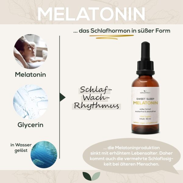 Melatonin Tropfen | 50 ml Tropferflasche | ohne Zucker & ohne Alkohol | einfache Dosierung | lecker | Einschlafzeit verkürzen | schnelle Aufnahme | vegan | Qualität aus Österreich – Bild 2