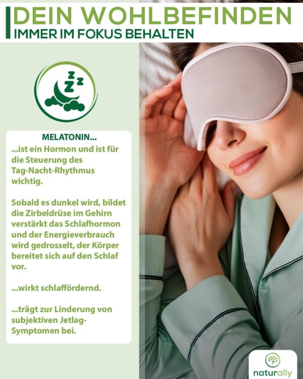 naturally Melatonin Tabletten [400 Stück] – bioaktive 0,5mg Melatonintabletten hochdosiert, vegan, ohne Zusätze, Schlaftabletten – Bild 3