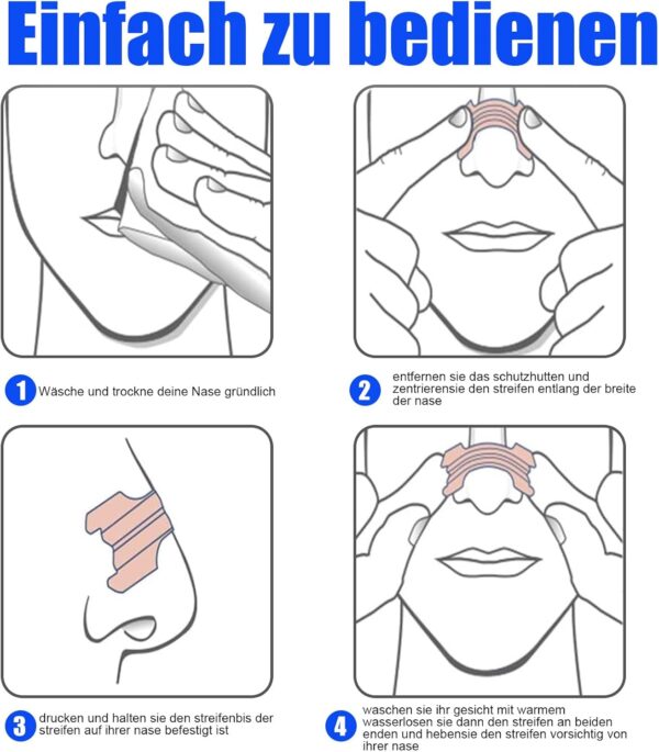 EUDUQ Nasenstrips Schnarchen,30 Stück Nasenstreifen,55x16mm Anti Schnarch Pflaster,Hochwertige Nasal Strips,Schnarchstopper Pflaster,Nasenpflaster besser atmen für Sport und Schlaf – Bild 5