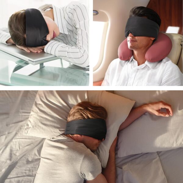 Umisleep Weiche Schlafmaske, Verbesserte 3D-Nasenpads, Atmungsaktive Augenmaske mit breitem Kopfband, Verstellbarer für Herren und Frauen (Schwarz) – Bild 6