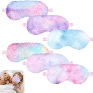 Plüsch Augenmaske, 6 Stück 24×10cm Schlafmaske, Flauschige Augenabdeckung für Augenbinde Weich Augenmaske für Kinder Mädchen Partytütenfüller Partygeschenke für Kindergeburtstage (6 Farben)