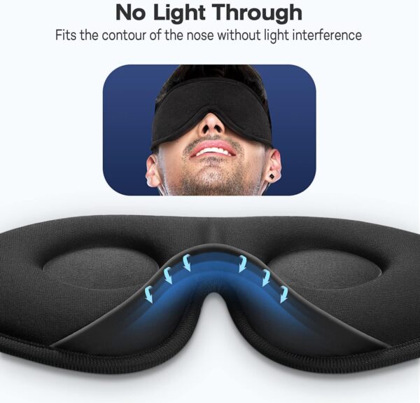 Schlafmaske für Frauen Herren, Umisleep 3D Konturierte Augenmaske, Superweich und Bequem, 100% Licht Blockierende Schlafbrille Augenbinde für Reisen, Schlaf, Schlaflosigkeit, Migräne (B-Schwarz) – Bild 5